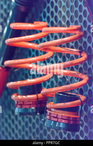 This picture is Shock absorber of car. It is a mechanical or hydraulic