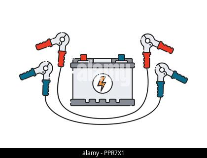 Car battery. Flat abstract icon. Vector illustration. Power supply. Stock Vector