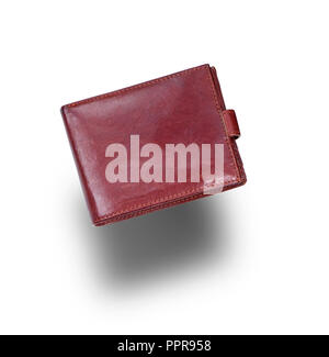 closed old leather purse isolated on white background Stock Photo