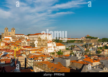 Aerial view of Porto's historical centre and ribeira, an Unesco World Heritage Site and popular tourist attraction Stock Photo