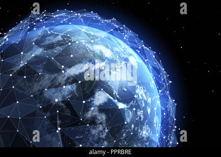 Information field around the Earth. Elements of this image furnished by NASA .3D illustration Stock Photo