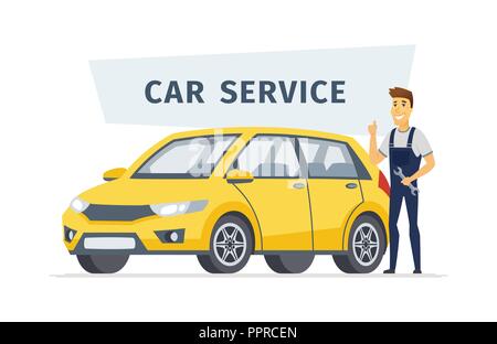 Car service - modern vector cartoon character illustration Stock Vector