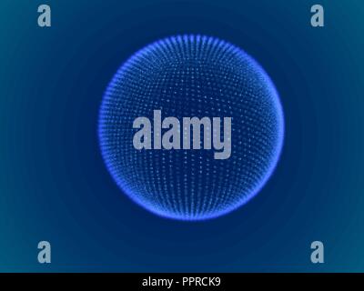 Cyber space concept: 3d digital sphere consisting of glowing particles. Stock Vector