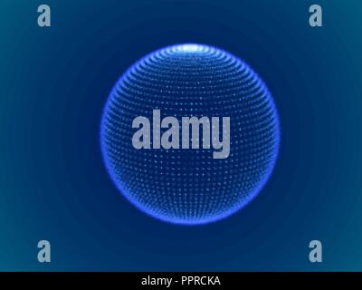 Cyber space concept: 3d digital sphere consisting of glowing particles. Stock Vector