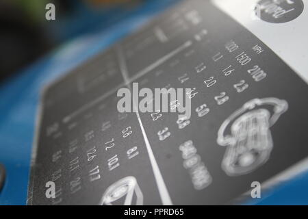 PTO speed table on a Ford 4000 tractor Stock Photo