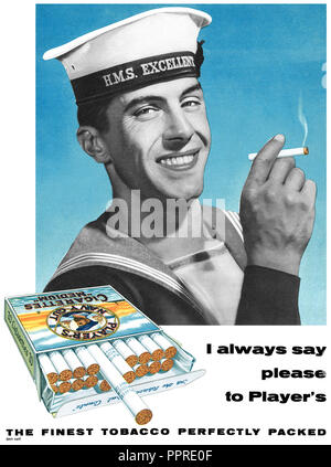 1958 British advertisement for Player's medium Navy Cut cigarettes. Stock Photo