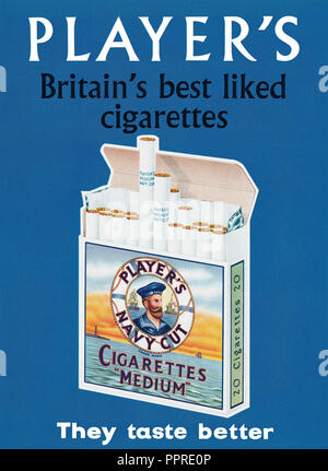 1959 British advertisement for Player's Navy Cut Medium cigarettes. Stock Photo