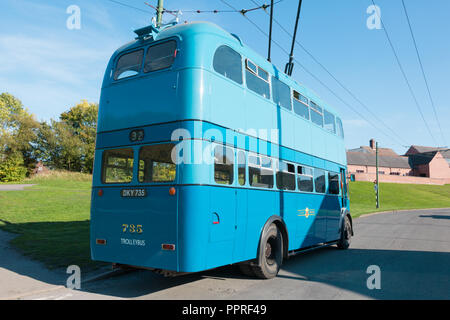 Mid twentieth century British trolley bus 735, Black Country Living Museum, UK Stock Photo