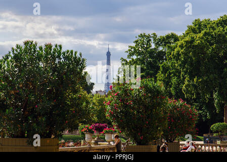 Luxembourg garden and Eiffel Tower Stock Photo - Alamy