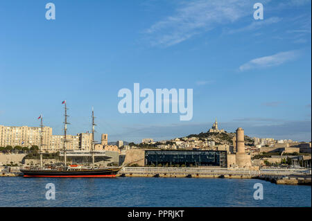 Marseille (south-eastern France): overview of the city with the Saint Jean Tower ('la tour Saint Jean'), the MUCEM (' Musee des civilisations de l'Eur Stock Photo