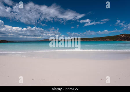 Wide angle afternoon shot of the breathtaking beach on Hellfire Bay in Westarn Australia. Stock Photo
