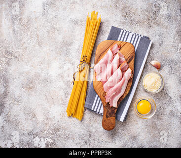 Ingredients for cooking pasta Carbonara Stock Photo
