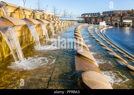 Water cascade feature, Sheaf Square, Sheffield, Yorkshire, England, UK Stock Photo