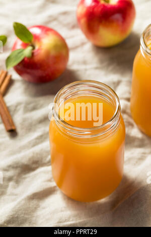 Sweet Cold Autumn Apple Cider in a Jar Stock Photo