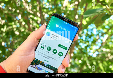 MONTREAL, CANADA - August 28, 2018: Google Daydream android app on Samsung s8 screen. Stock Photo