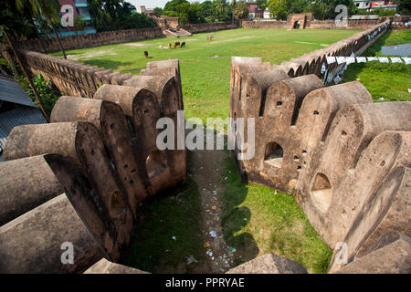 Sonakanda Fort, a Mughal river-fort located on the eastern bank of the Sitalakshya River at Bandar, almost opposite of Hajiganj Fort  in Narayanganj d Stock Photo