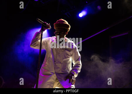 Toronto, CANADA. 27th Sep, 2018. Singer Leon Bridges performs in concert at RBC Echo Beach. Toronto, CANADA. Stock Photo