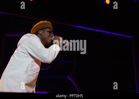 Toronto, CANADA. 27th Sep, 2018. Singer Leon Bridges performs in concert at RBC Echo Beach. Toronto, CANADA. Stock Photo