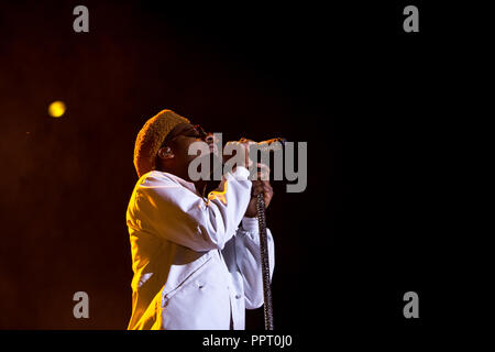 Toronto, CANADA. 27th Sep, 2018. Singer Leon Bridges performs in concert at RBC Echo Beach. Toronto, CANADA. Stock Photo