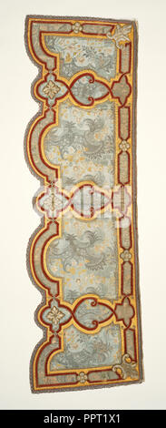 Upper outer foot valence; about 1690 - 1715; Silk satin; cording; velour; silk embroidery; damask panels with linen linings Stock Photo