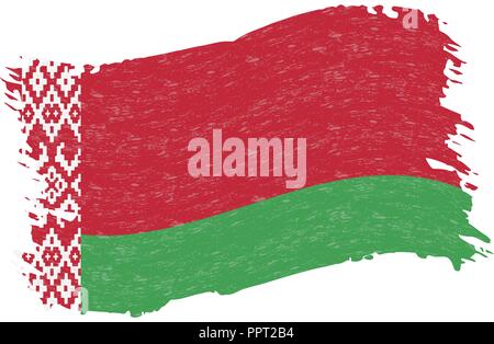 Flag of Belarus, Grunge Abstract Brush Stroke Isolated On A White Background. Vector Illustration. Stock Vector