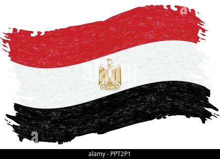 Flag of Egypt, Grunge Abstract Brush Stroke Isolated On A White Background. Vector Illustration. Stock Vector
