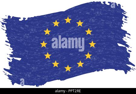Flag of The European Union, Grunge Abstract Brush Stroke Isolated On A White Background. Vector Illustration. Stock Vector