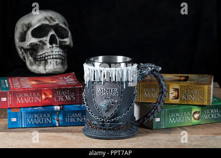 Official House Stark tankard from Game of Thrones series Stock Photo