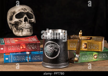 Official Direwolf Stark tankard from Game of Thrones series Stock Photo