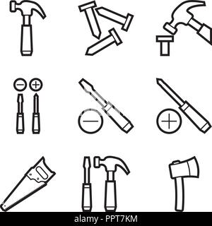Hammer, nails and screwdrivers Stock Vector