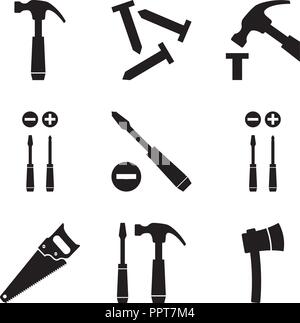 Hammer, nails and screwdrivers Stock Vector