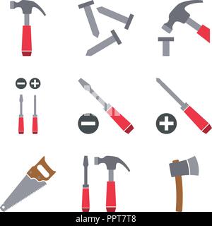 Hammer, nails and screwdrivers Stock Vector