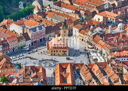 Aerial view of the Brasov Old Town, Transylvania, Romania Stock Photo