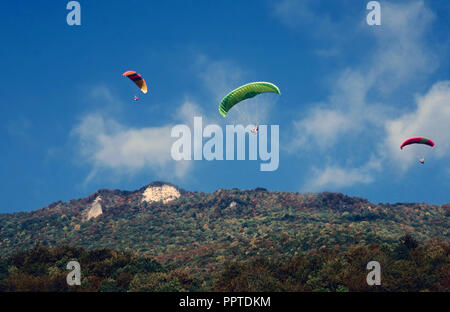Paragliding over Lake Annecy,France Stock Photo