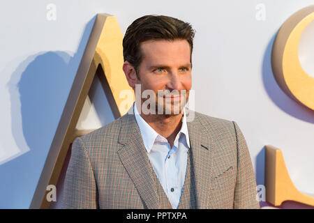 London, UK. 27th September 2018. Bradley Cooper attends the UK film premiere of 'A Star Is Born' at Vue West End in London. Credit: Wiktor Szymanowicz/Alamy Live News Stock Photo