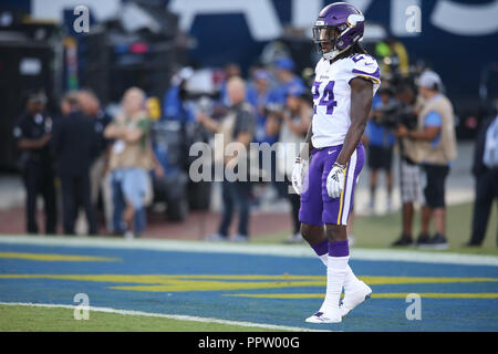 Los Angeles, CA, USA. 27th Sep, 2018. Minnesota Vikings defensive back Holton Hill (24) during the NFL Minnesota Vikings vs Los Angeles Rams at the Los Angeles Memorial Coliseum in Los Angeles, Ca on September 27, 2018. Jevone Moore Credit: csm/Alamy Live News Stock Photo