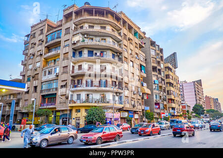 CAIRO, EGYPT - DECEMBER 23, 2017: The typical housing of residential district with simple architecture of buildings, on December 23 in Cairo Stock Photo