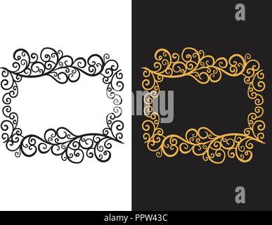 Frame with a hand drawn pattern of curls. Vector illustration isolated on background. Stock Vector
