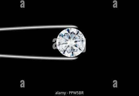 Brilliant Round Cut Diamond Gemstone Gem with Lancet and Arrows Stock Photo