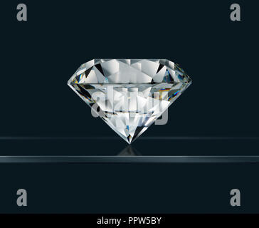 Profile of Brilliant Round Cut Diamond Gemstone Gem Stock Photo