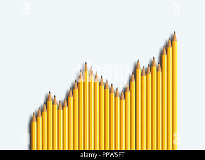 Yellow Pencils Businnes Graph Chart Growth Stock Photo