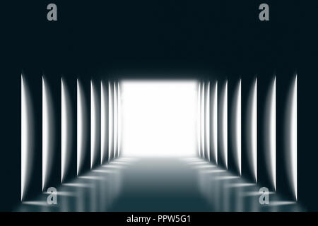 Modern Light Tunnel with Dynamic Perspective Stock Photo
