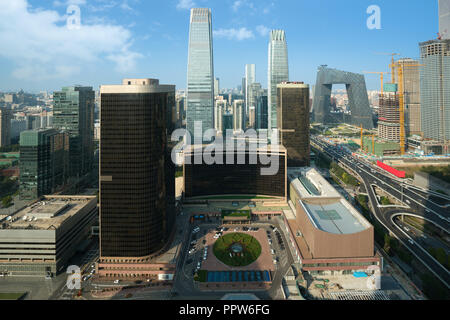 High angle view of Beijing Central Business District skyscrapers building at daytime in Beijing ,China. Stock Photo