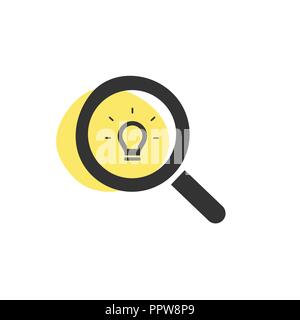 Magnifying glass looking for an idea isolated web icon. Vector illustration Stock Vector