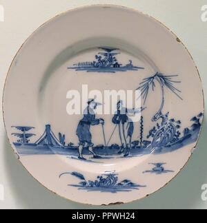 Bristol Delft plate, Bristol, England, 1750-1775, lead-glazed earthenware - Stock Photo