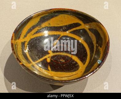 Bowl, Jizhou ware, China, Southern Song dynasty, 1100s-1200s AD, ceramic, glaze with tortoiseshell pattern - Stock Photo