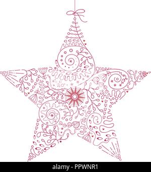 christmas star hand painted Stock Vector