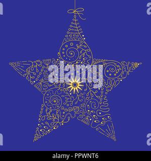 christmas star hand painted Stock Vector