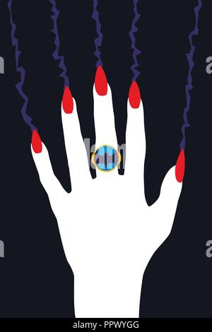 Vampire Hand with Red Claws Vector flat art Stock Vector