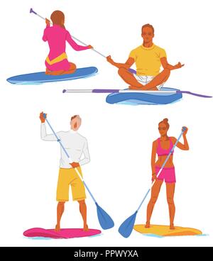 Leisure sports collection, enjoying healthy lifestyle concept flat vector illustration. on a white background. 007 Stock Vector